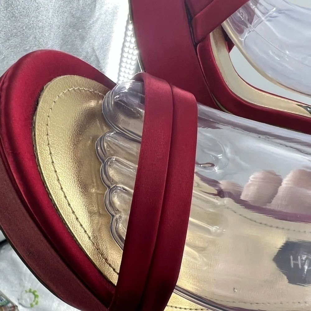 JESSICA RICH PLATFORM SANDAL SATIN RED 5.5”HEEL” SIZE 10 MEDIUM